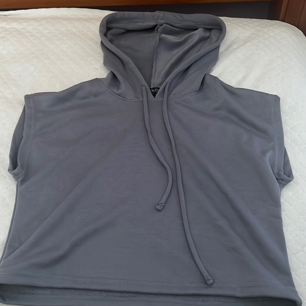 Bluish, purple, cropped hoodie, short sleeve (Not Worn)